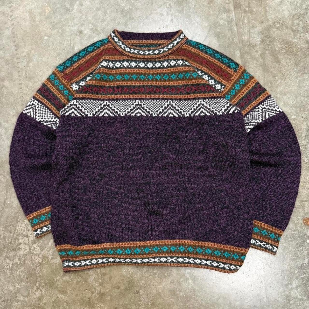 Vintage 90s Soft Wool Knit Multicolor Sweater Size S